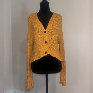 American Eagle Yellow Knit Button Sweater